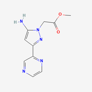 molecular formula C10H11N5O2 B1483917 methyl 2-(5-amino-3-(pyrazin-2-yl)-1H-pyrazol-1-yl)acetate CAS No. 2098047-76-6