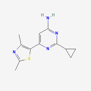 molecular formula C12H14N4S B1484088 2-环丙基-6-(2,4-二甲基-1,3-噻唑-5-基)嘧啶-4-胺 CAS No. 2098101-65-4