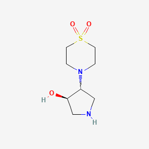 molecular formula C8H16N2O3S B1484092 4-[(3R,4R)-4-hydroxypyrrolidin-3-yl]-1lambda6-thiomorpholine-1,1-dione CAS No. 1849550-42-0