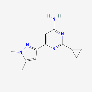 molecular formula C12H15N5 B1484159 2-cyclopropyl-6-(1,5-dimethyl-1H-pyrazol-3-yl)pyrimidin-4-amine CAS No. 2097997-46-9