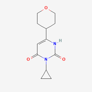 molecular formula C12H16N2O3 B1484176 3-Cyclopropyl-6-(oxan-4-yl)-1,2,3,4-tetrahydropyrimidine-2,4-dione CAS No. 2098102-04-4
