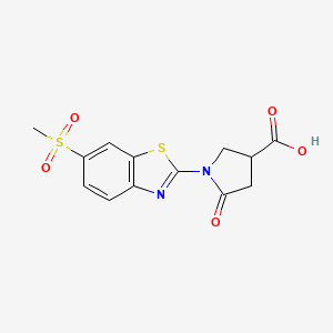 molecular formula C13H12N2O5S2 B1484253 1-[6-(Methylsulfonyl)-1,3-benzothiazol-2-yl]-5-oxopyrrolidine-3-carboxylic acid CAS No. 2173108-78-4