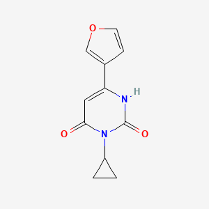 molecular formula C11H10N2O3 B1484286 3-Cyclopropyl-6-(furan-3-yl)-1,2,3,4-tetrahydropyrimidine-2,4-dione CAS No. 2098035-76-6