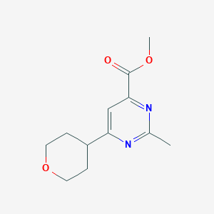 molecular formula C12H16N2O3 B1484353 Methyl 2-methyl-6-(oxan-4-yl)pyrimidine-4-carboxylate CAS No. 2097958-35-3