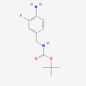 molecular formula C12H17FN2O2 B1484398 tert-butyl N-[(4-amino-3-fluorophenyl)methyl]carbamate CAS No. 1823228-30-3