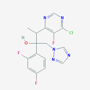 molecular formula C16H13ClF3N5O B148443 3-(6-chloro-5-fluoropyrimidin-4-yl)-2-(2,4-difluorophenyl)-1-(1h-1,2,4-triazol-1-yl)butan-2-ol CAS No. 137234-75-4