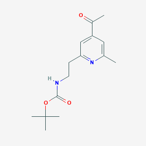 molecular formula C15H22N2O3 B14844594 Tert-butyl 2-(4-acetyl-6-methylpyridin-2-YL)ethylcarbamate CAS No. 1393584-65-0