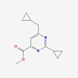 molecular formula C13H16N2O2 B1484564 Methyl 2-cyclopropyl-6-(cyclopropylmethyl)pyrimidine-4-carboxylate CAS No. 2098142-50-6