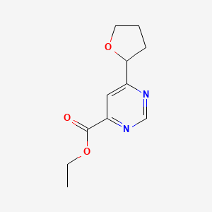 molecular formula C11H14N2O3 B1484574 Ethyl 6-(oxolan-2-yl)pyrimidine-4-carboxylate CAS No. 2098079-20-8