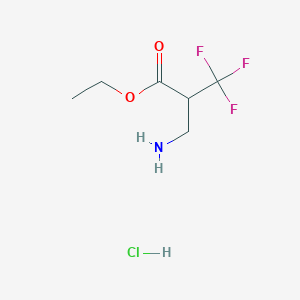 molecular formula C6H11ClF3NO2 B14845936 Ethyl 2-(aminomethyl)-3,3,3-trifluoropropanoate hydrochloride 