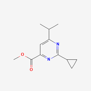 molecular formula C12H16N2O2 B1484611 Methyl 2-cyclopropyl-6-(propan-2-yl)pyrimidine-4-carboxylate CAS No. 2098038-01-6