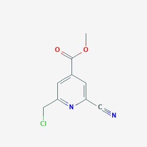 molecular formula C9H7ClN2O2 B14846193 Methyl 2-(chloromethyl)-6-cyanoisonicotinate 