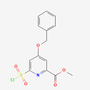 molecular formula C14H12ClNO5S B14846458 Methyl 4-(benzyloxy)-6-(chlorosulfonyl)pyridine-2-carboxylate 
