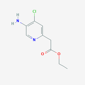 molecular formula C9H11ClN2O2 B14847974 Ethyl (5-amino-4-chloropyridin-2-YL)acetate 