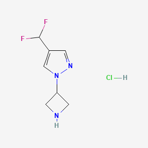 molecular formula C7H10ClF2N3 B1484889 1-(azetidin-3-yl)-4-(difluoromethyl)-1H-pyrazole hydrochloride CAS No. 2097965-24-5