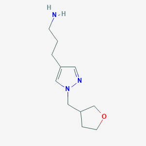 molecular formula C11H19N3O B1484890 3-{1-[(oxolan-3-yl)methyl]-1H-pyrazol-4-yl}propan-1-amine CAS No. 2098073-30-2