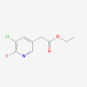molecular formula C9H9ClFNO2 B14851159 Ethyl 3-chloro-2-fluoropyridine-5-acetate 