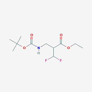 molecular formula C11H19F2NO4 B14851372 Ethyl 2-(((tert-butoxycarbonyl)amino)methyl)-3,3-difluoropropanoate 