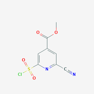 molecular formula C8H5ClN2O4S B14851822 Methyl 2-(chlorosulfonyl)-6-cyanoisonicotinate 