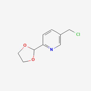 molecular formula C9H10ClNO2 B14851853 5-(Chloromethyl)-2-(1,3-dioxolan-2-YL)pyridine 