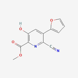 molecular formula C12H8N2O4 B14852187 Methyl 6-cyano-5-(furan-2-yl)-3-hydroxypicolinate 