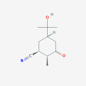 molecular formula C11H17NO2 B148524 (1R,2R,5R)-5-(2-hydroxypropan-2-yl)-2-methyl-3-oxocyclohexane-1-carbonitrile CAS No. 137588-59-1