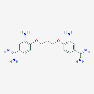 molecular formula C17H22N6O2 B148530 3-Amino-4-[3-(2-amino-4-carbamimidoylphenoxy)propoxy]benzenecarboximidamide CAS No. 125880-79-7