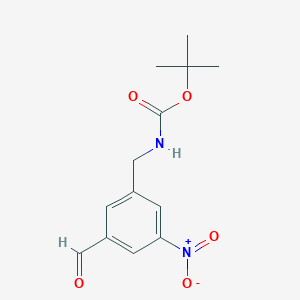 molecular formula C13H16N2O5 B14853302 Tert-butyl 3-formyl-5-nitrobenzylcarbamate 