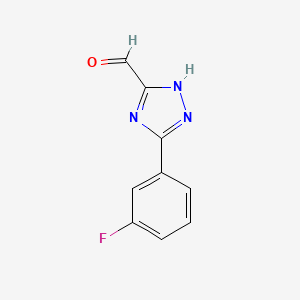 molecular formula C9H6FN3O B14853462 5-(3-Fluorophenyl)-4H-1,2,4-triazole-3-carbaldehyde 