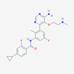 molecular formula C24H25F2N5O2 B14853594 N-(3-(6-Amino-5-(2-(methylamino)ethoxy)pyrimidin-4-yl)-5-fluoro-2-methylphenyl)-4-cyclopropyl-2-fluorobenzamide 