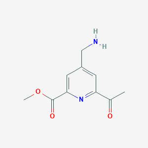 molecular formula C10H12N2O3 B14853598 Methyl 6-acetyl-4-(aminomethyl)pyridine-2-carboxylate 
