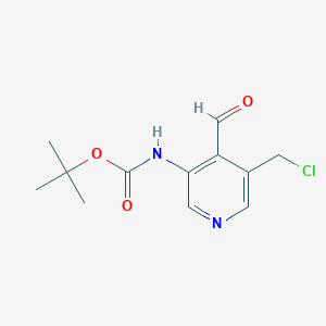 molecular formula C12H15ClN2O3 B14853829 Tert-butyl 5-(chloromethyl)-4-formylpyridin-3-ylcarbamate 