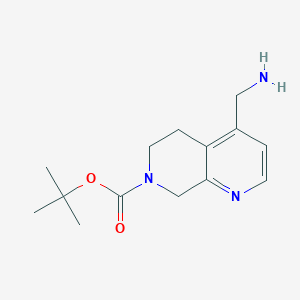 molecular formula C14H21N3O2 B14853940 Tert-butyl 4-(aminomethyl)-5,8-dihydro-1,7-naphthyridine-7(6H)-carboxylate 