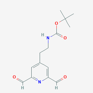 molecular formula C14H18N2O4 B14854397 Tert-butyl 2-(2,6-diformylpyridin-4-YL)ethylcarbamate 