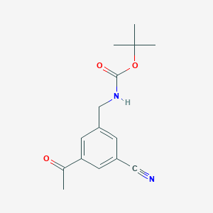 molecular formula C15H18N2O3 B14854595 Tert-butyl 3-acetyl-5-cyanobenzylcarbamate 
