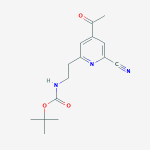 molecular formula C15H19N3O3 B14854746 Tert-butyl 2-(4-acetyl-6-cyanopyridin-2-YL)ethylcarbamate 