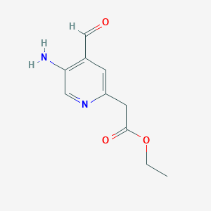 molecular formula C10H12N2O3 B14854866 Ethyl (5-amino-4-formylpyridin-2-YL)acetate 