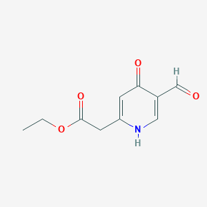 molecular formula C10H11NO4 B14855013 Ethyl (5-formyl-4-hydroxypyridin-2-YL)acetate 