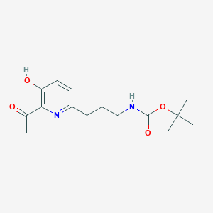 molecular formula C15H22N2O4 B14855168 Tert-butyl 3-(6-acetyl-5-hydroxypyridin-2-YL)propylcarbamate 