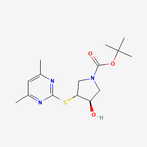 molecular formula C15H23N3O3S B1485543 tert-butyl (3R,4R)-3-[(4,6-dimethylpyrimidin-2-yl)sulfanyl]-4-hydroxypyrrolidine-1-carboxylate CAS No. 2291030-93-6