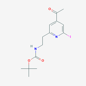 molecular formula C14H19IN2O3 B14855542 Tert-butyl 2-(4-acetyl-6-iodopyridin-2-YL)ethylcarbamate 