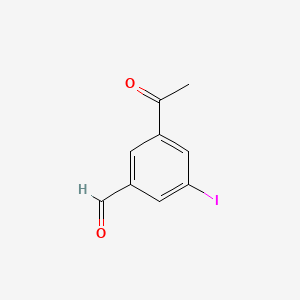 molecular formula C9H7IO2 B14855633 3-Acetyl-5-iodobenzaldehyde 