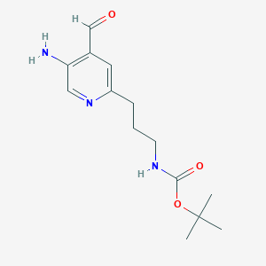 molecular formula C14H21N3O3 B14856106 Tert-butyl 3-(5-amino-4-formylpyridin-2-YL)propylcarbamate 