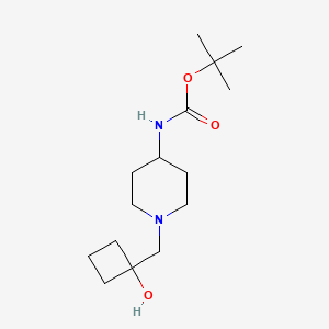 molecular formula C15H28N2O3 B1485627 tert-butyl N-{1-[(1-hydroxycyclobutyl)methyl]piperidin-4-yl}carbamate CAS No. 2199245-41-3