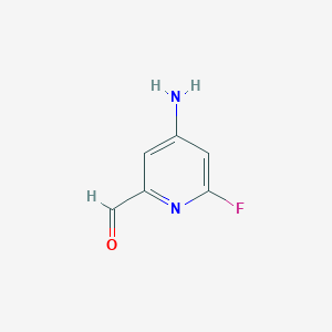 molecular formula C6H5FN2O B14856315 4-Amino-6-fluoropicolinaldehyde 