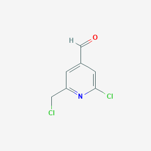 molecular formula C7H5Cl2NO B14856416 2-Chloro-6-(chloromethyl)isonicotinaldehyde 
