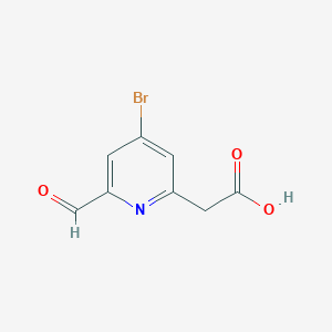 molecular formula C8H6BrNO3 B14856440 (4-Bromo-6-formylpyridin-2-YL)acetic acid 