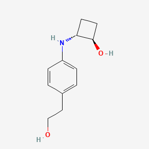 molecular formula C12H17NO2 B1485654 trans-2-{[4-(2-Hydroxyethyl)phenyl]amino}cyclobutan-1-ol CAS No. 2166005-82-7