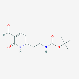 molecular formula C13H18N2O4 B14856551 Tert-butyl 2-(5-formyl-6-hydroxypyridin-2-YL)ethylcarbamate 