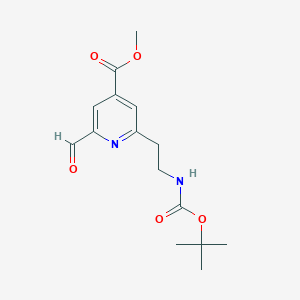 molecular formula C15H20N2O5 B14856572 Methyl 2-(2-((tert-butoxycarbonyl)amino)ethyl)-6-formylisonicotinate 